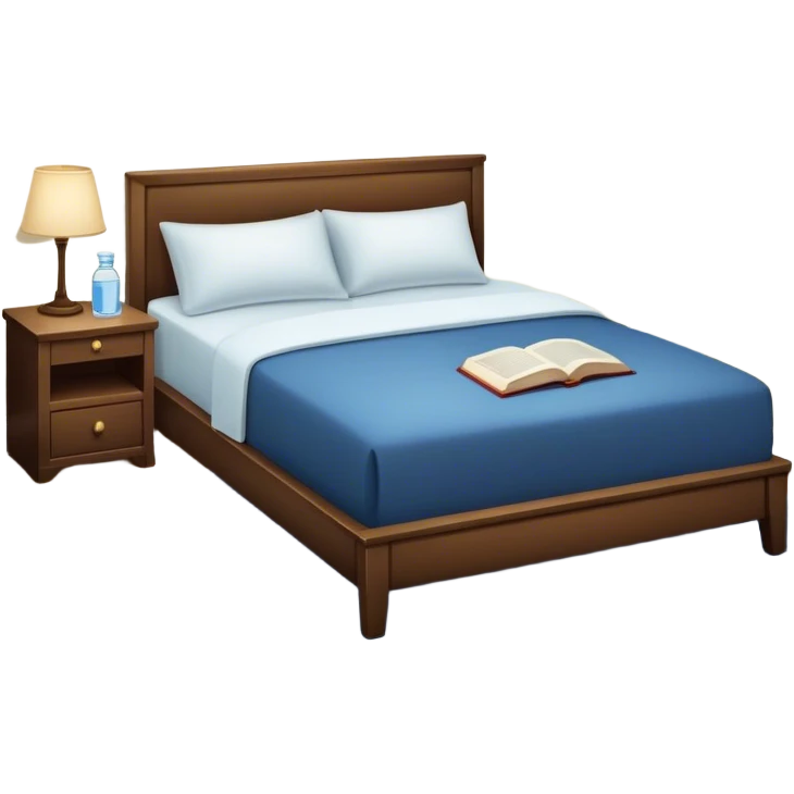 A dimly lit bedroom. The bed is neatly made, and a glass of water sits beside a book on a cozy nightstand. Soft lighting signals a peaceful wind-down, representing the calm and control that comes from reclaiming your evenings. emoji