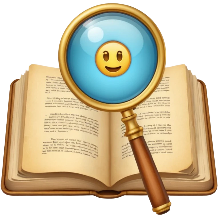 Magnifying glass with a book emoji