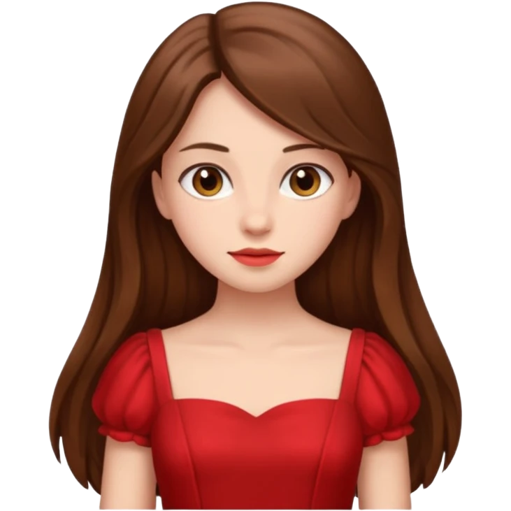 girl long brown hair and red dress emoji