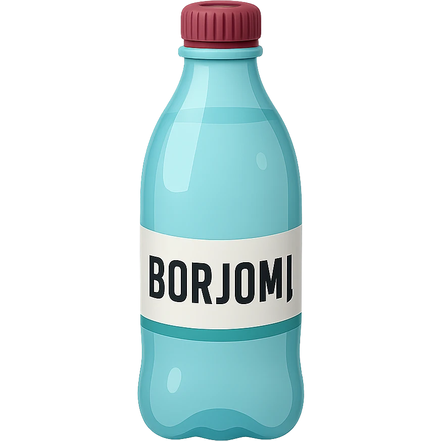 Borjomi water bottle emoji with label, variation 4 emoji