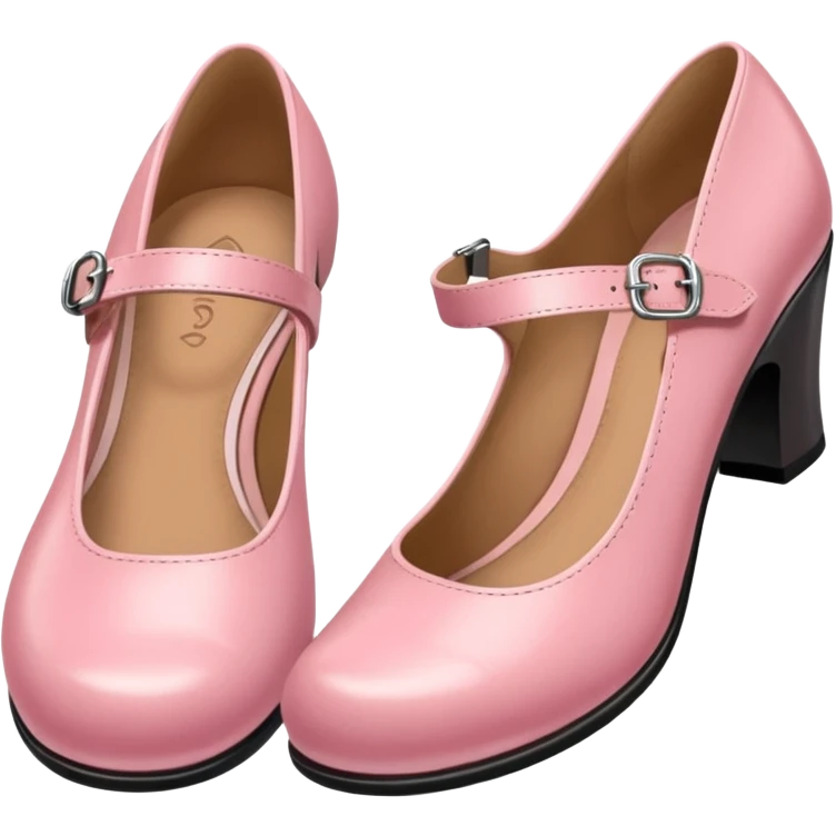 Has a rounded toe and a strap across the instep — one pink pair resembles this style.Mary Jane emoji
