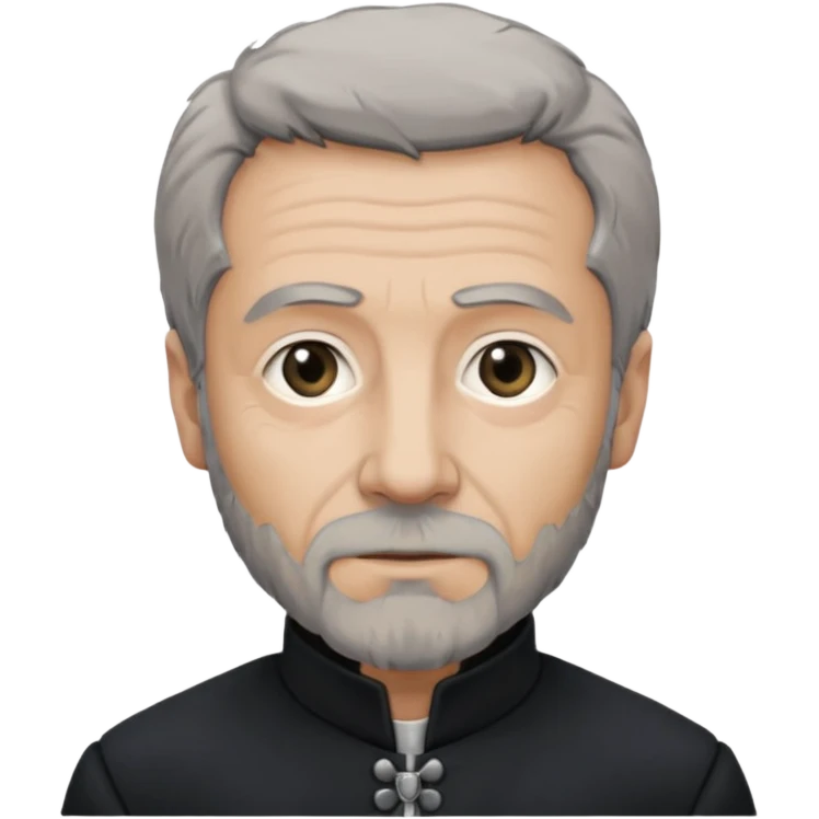 Jean Valjean From Les Miserables with light skin, gray eyes, Gray Hair, black outfit emoji