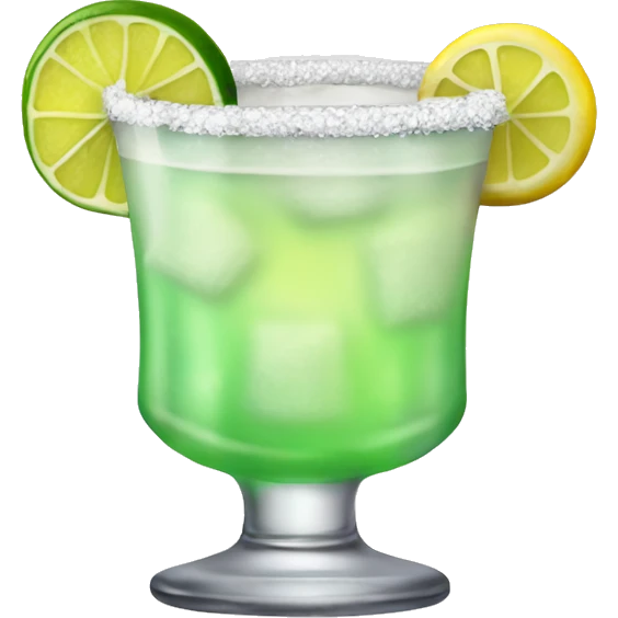 Shaken Margarita with salt and lemon on the rim of glass  emoji