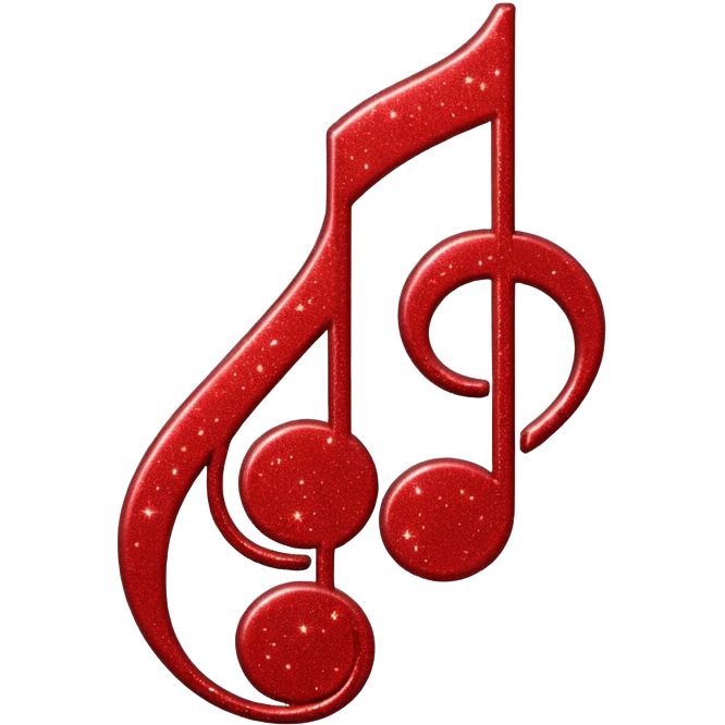 red glitter music note emoji
