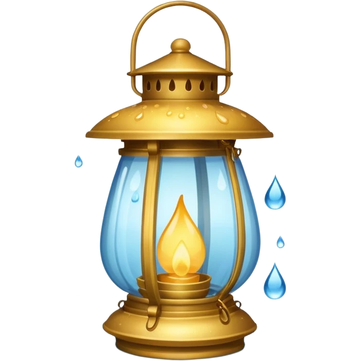 Water Lantern, more water drops inside lantern. emoji