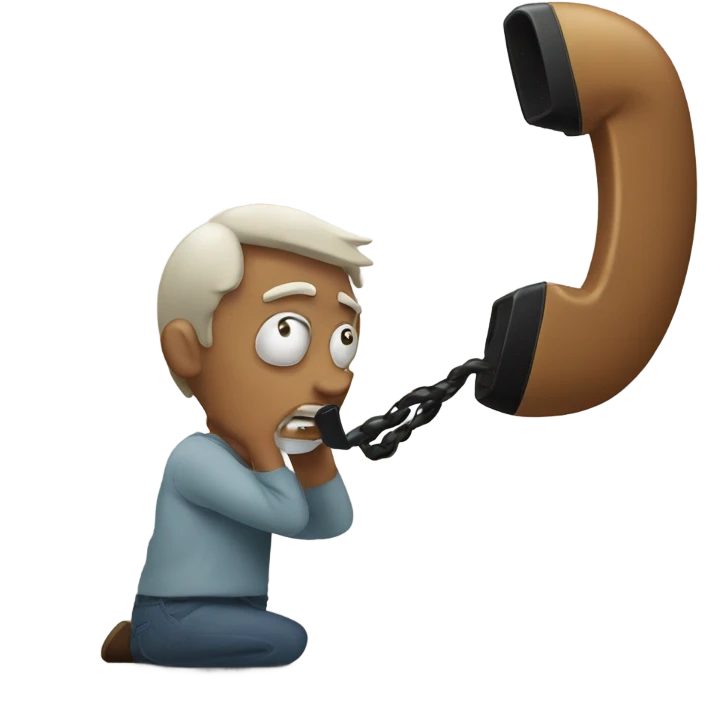 Person getting hammered by phone calls emoji