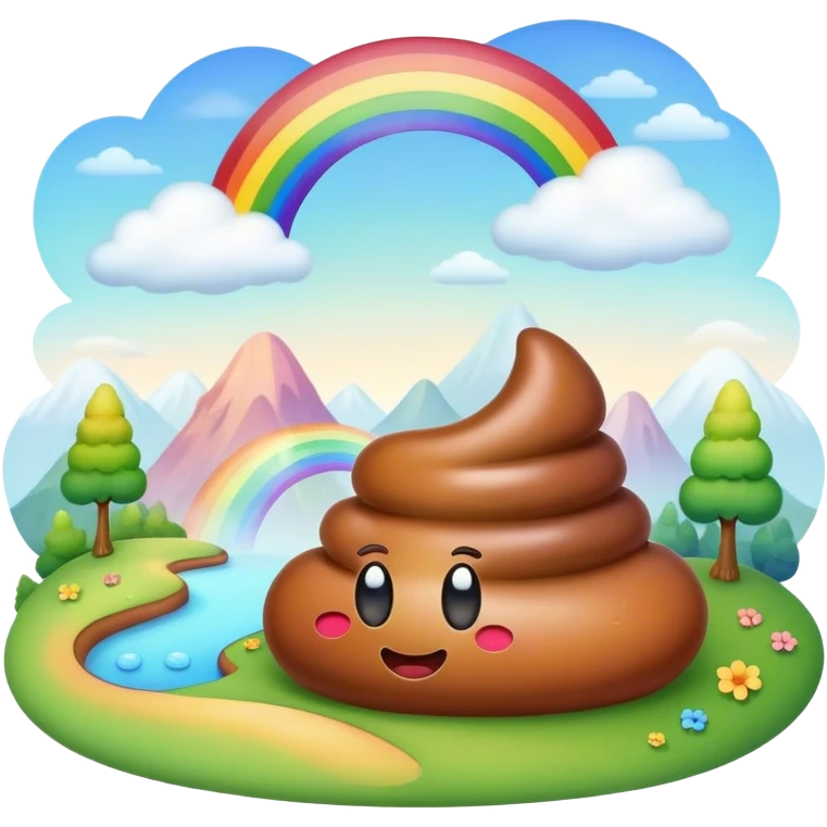 rainbow poop emoji dreamy landscape  emoji