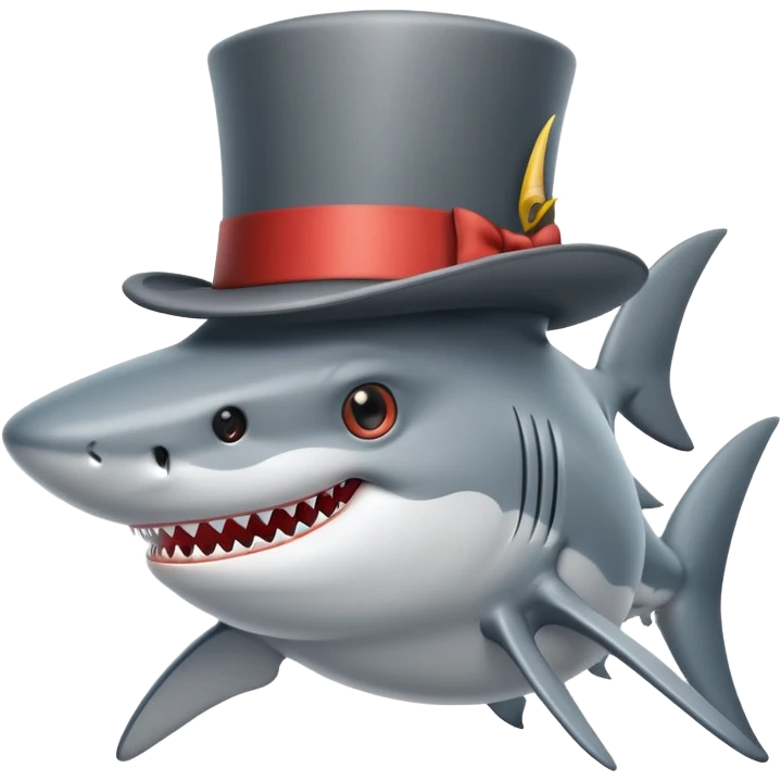 Shark with a top hat emoji