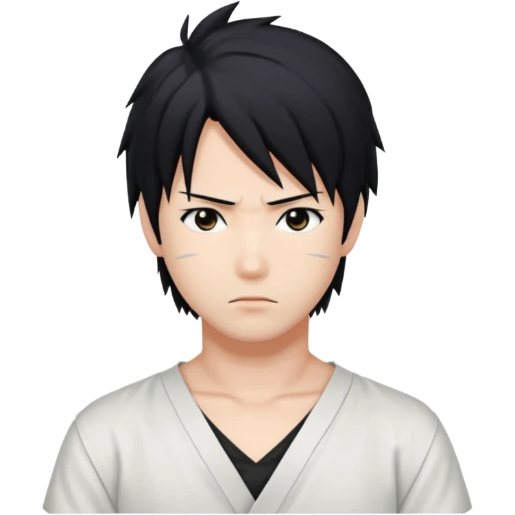 Sasuke. White low cut shirt, emoji