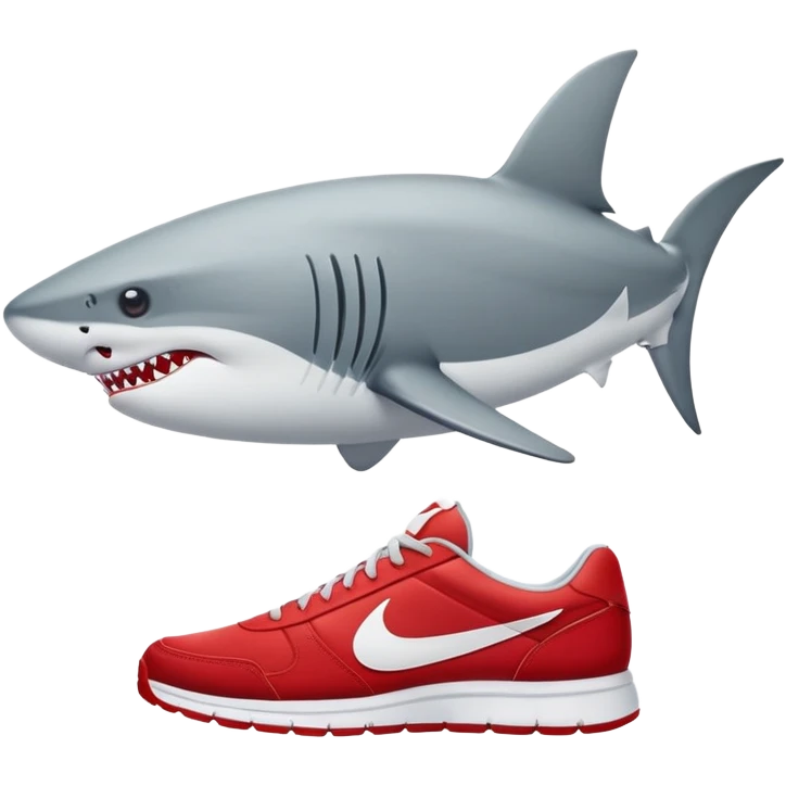 Un tiburón co tres pies y tenis Nike  emoji