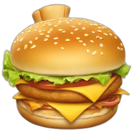a chicken burger flexing emoji