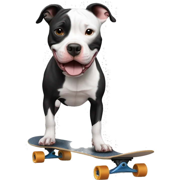 Black and white pitbull on a skateboard emoji