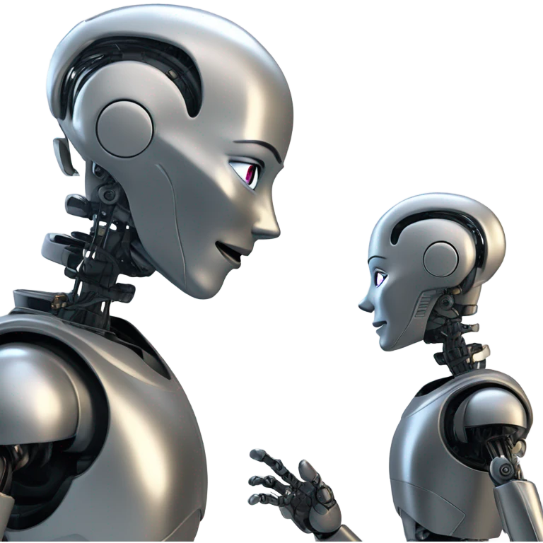 robot talking with hu emoji