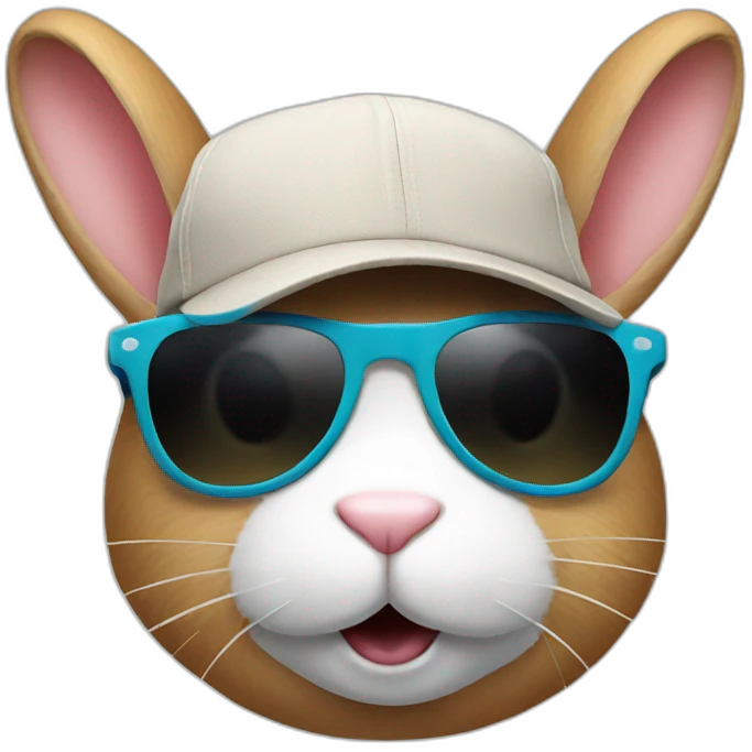 Rabbit with cap and sunglasses emoji