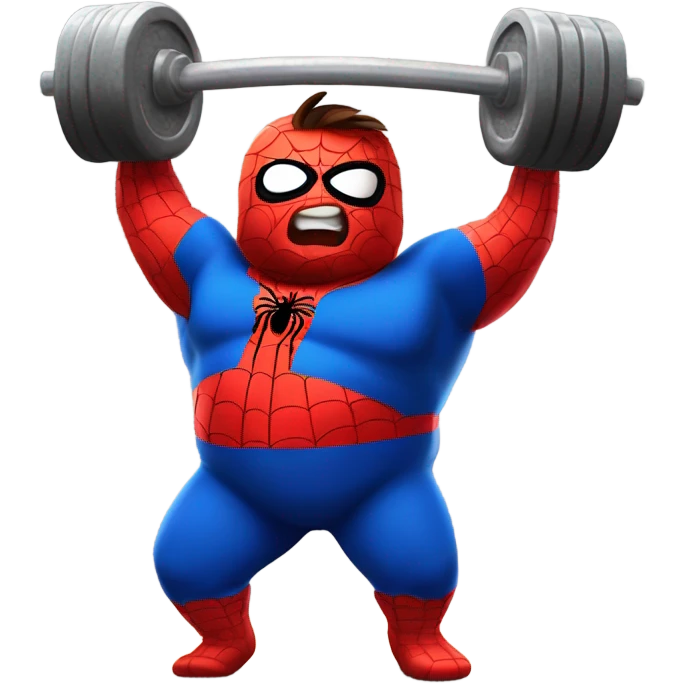 Fat Spider-Man lifting weights emoji