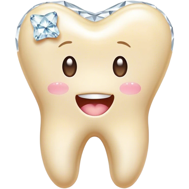 Kawaii Tooth with diamonds emoji