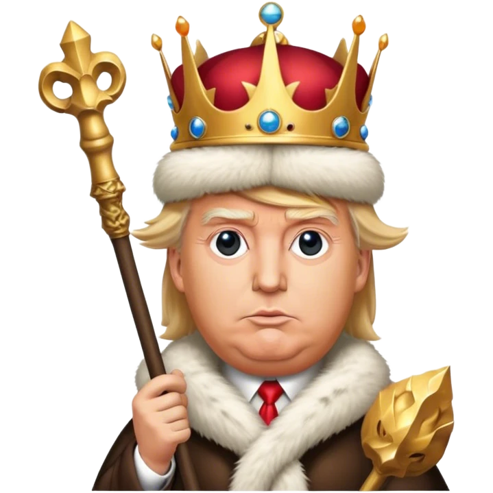Donald Trump is a king in a fur hat, holding a staff
hyper realistic emoji