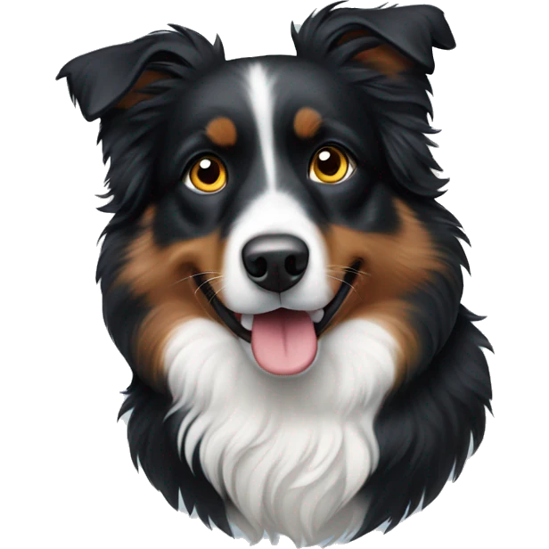 Small black australian shepherd dog winter background  emoji