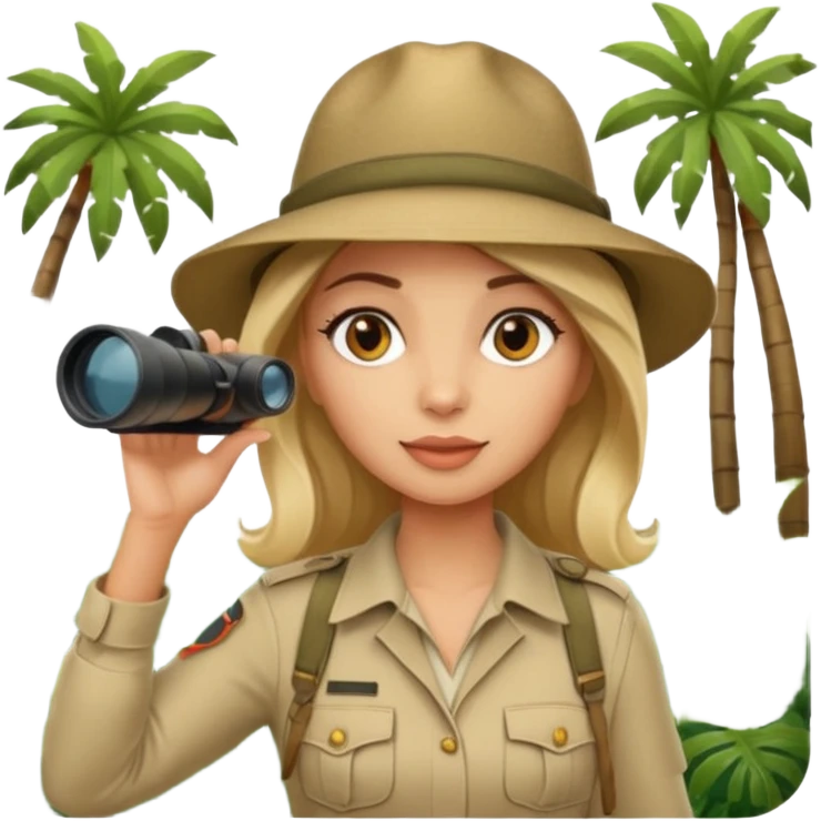 Woman + binoculars,Jungle Explorers. emoji