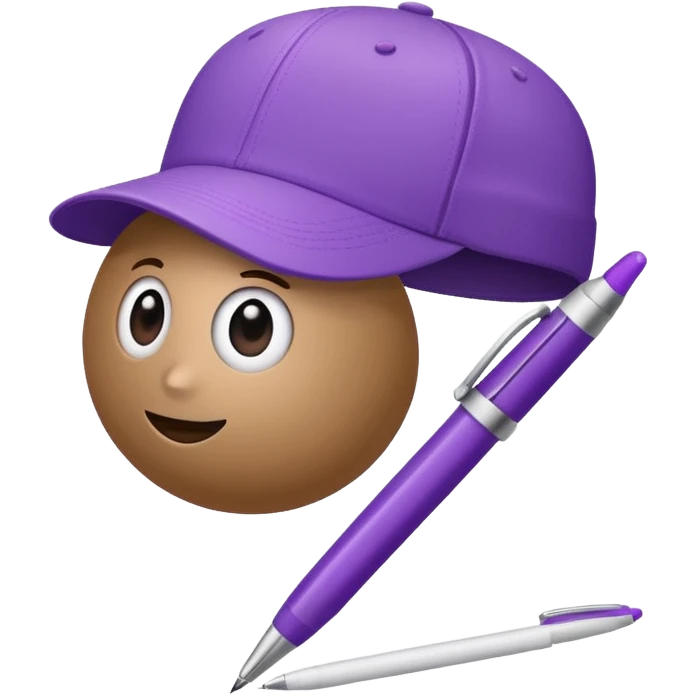 A plastic brown ball cap and the long rectangle purple. (With a pen) And looks like a BFDI style emoji