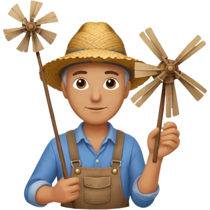 Farmer holding a mini windmill emoji