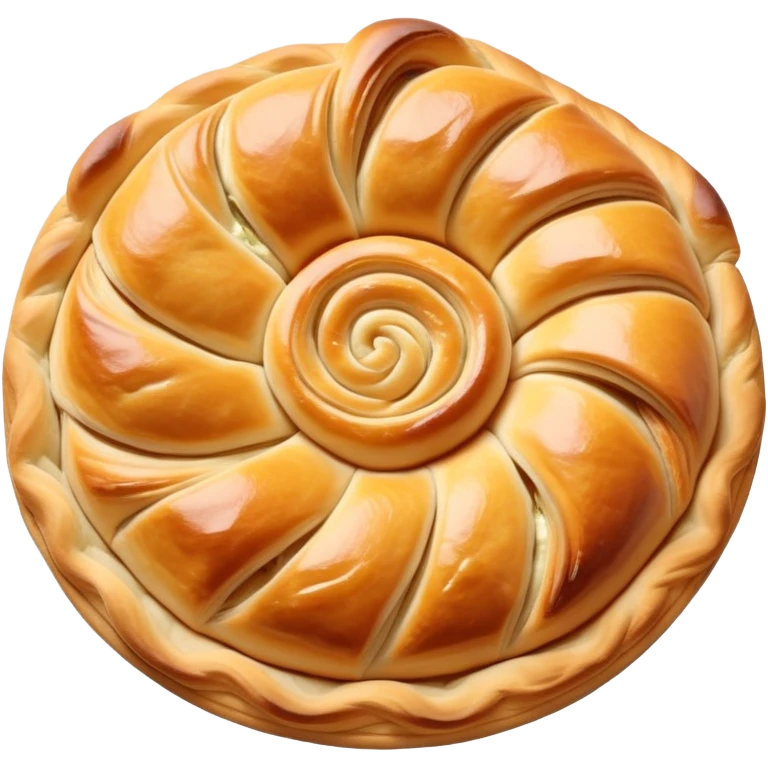 cinematic-realistic-burek-sa-sirom-dish-emoji,-showcasing-a-flaky-pastry-filled-with-cheese-rendered-with-crisp-textures-and-appetizing,-warm-lighting. round spiral\ emoji