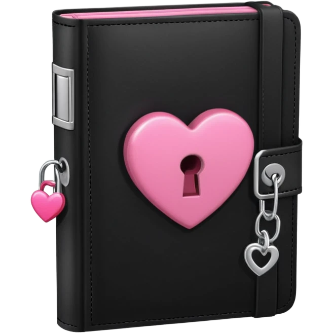 emo black notebook with a pink lock emoji