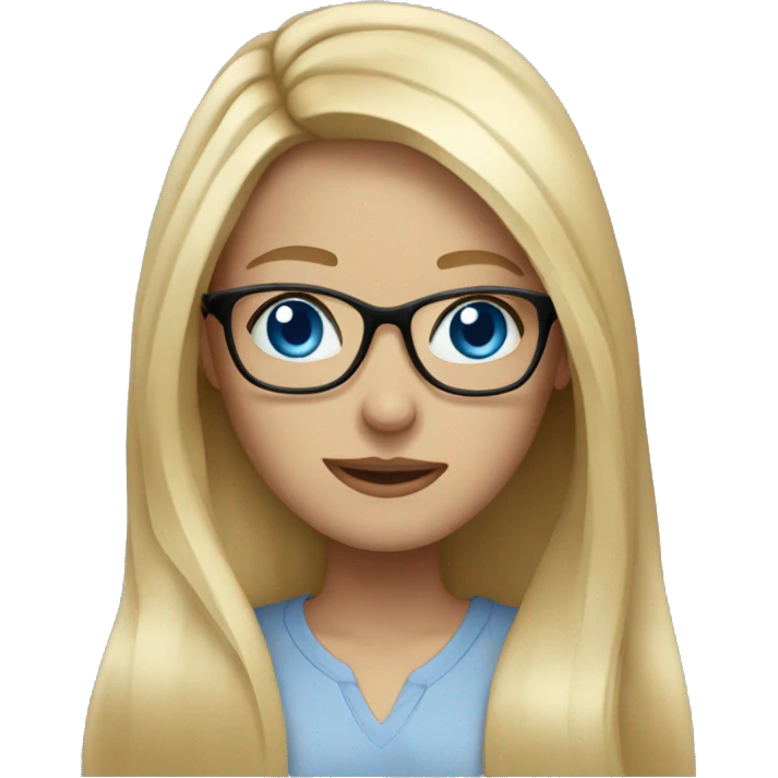girl long blonde hair blue eyes with glasses emoji