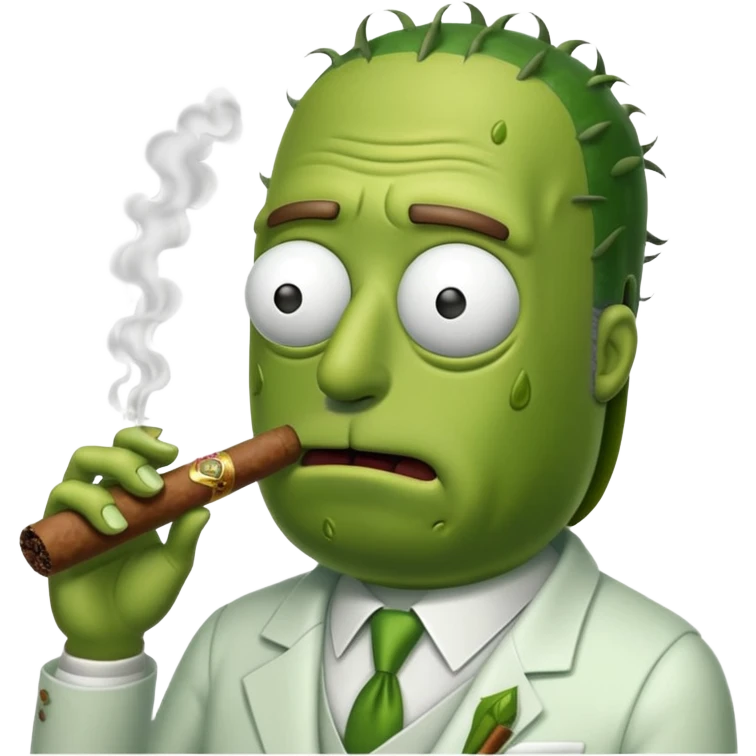 Pickle Rick smoking a cigar emoji