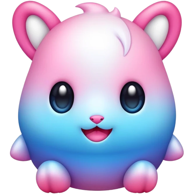 Cute cool kawaii pink-white-blue-gradient fakemon-digimon-creature emoji