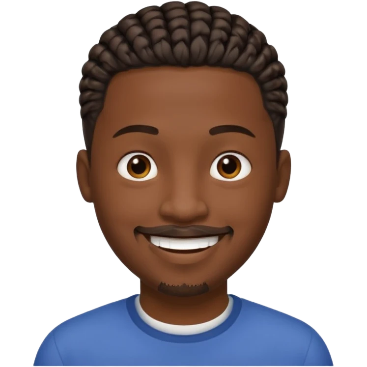 Hazme un emoji de un hombre negro con trenzas cortas y una pequeña perilla sin bigote emoji