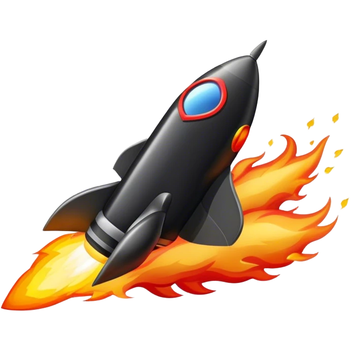 driving fine black rocket with fire color france emoji