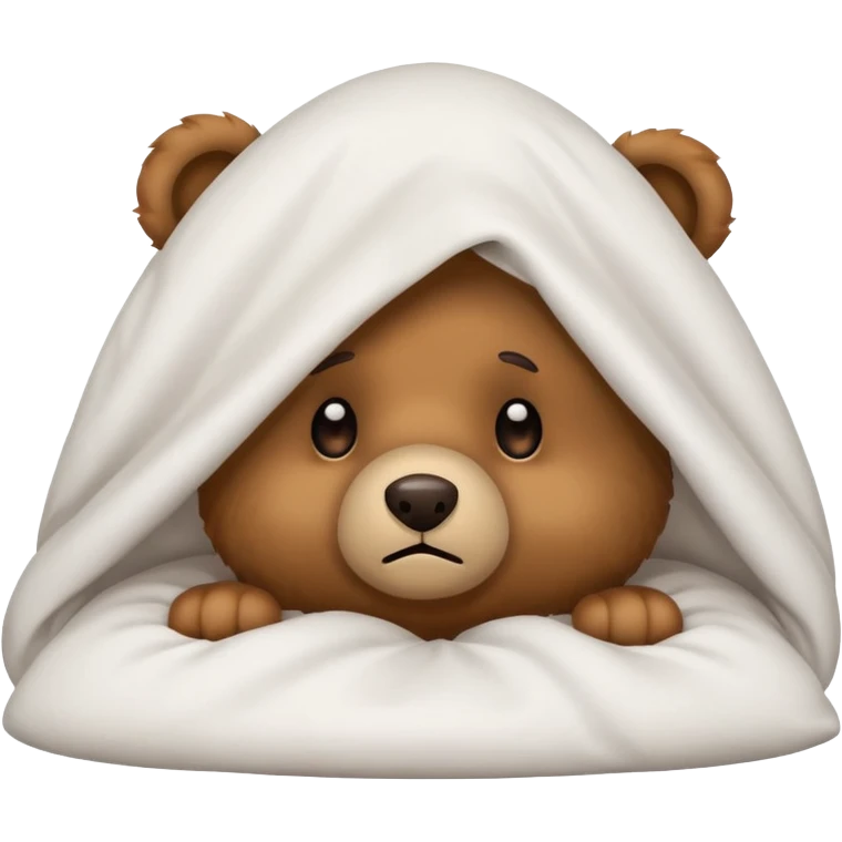 Scared teddy bear hiding under covers emoji