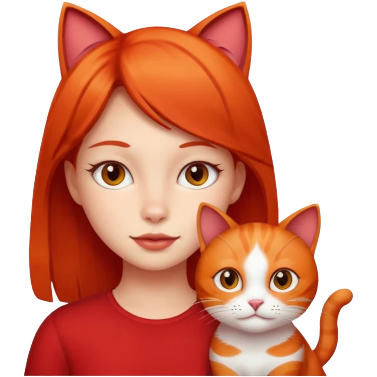 Girl with red cat emoji