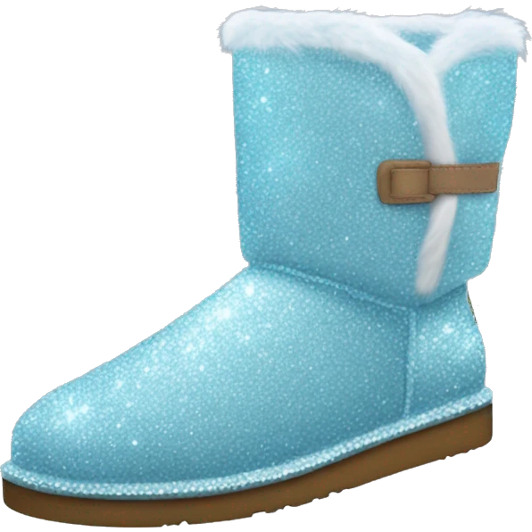 Realistic light blue glitter and fur Ugg boots. emoji