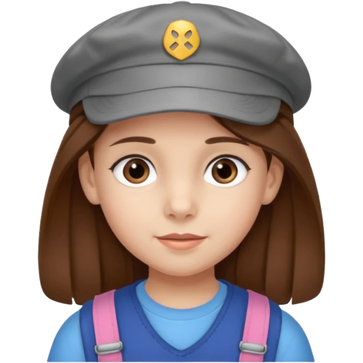 Une fille qui s’appelle Angèle aux cheveux marrons de neuf ans, qui adore les Capi, barra et aux yeux gris emoji