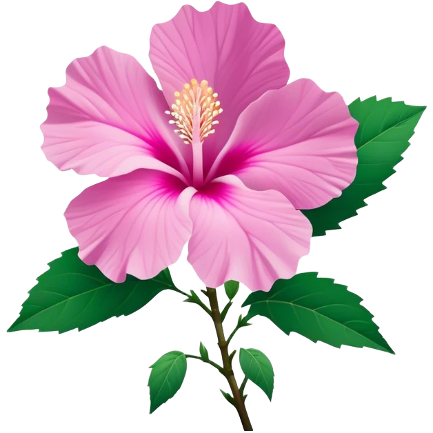 Cinematic Realistic image of a Mugunghwa flower (Rose of Sharon), rendered with delicate petal textures and vibrant pink hues, set against a minimalist background with gentle, diffused lighting that highlights its national significance emoji