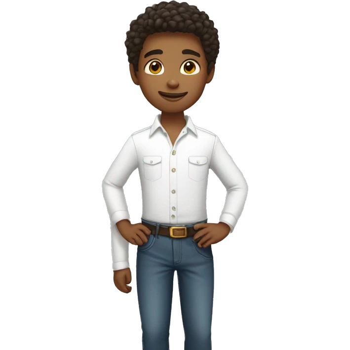 confident boy in white shirt emoji