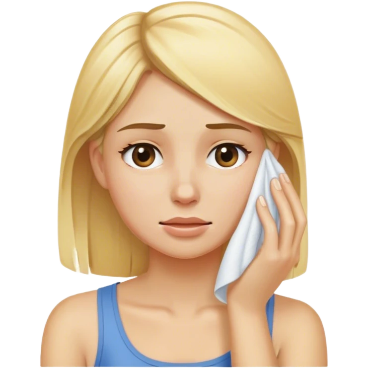 Blonde woman wiping visible sweat off face emoji
