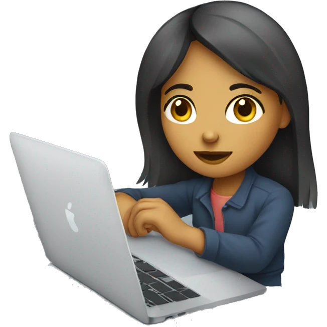 girl working on macbook as a graphic designer  emoji