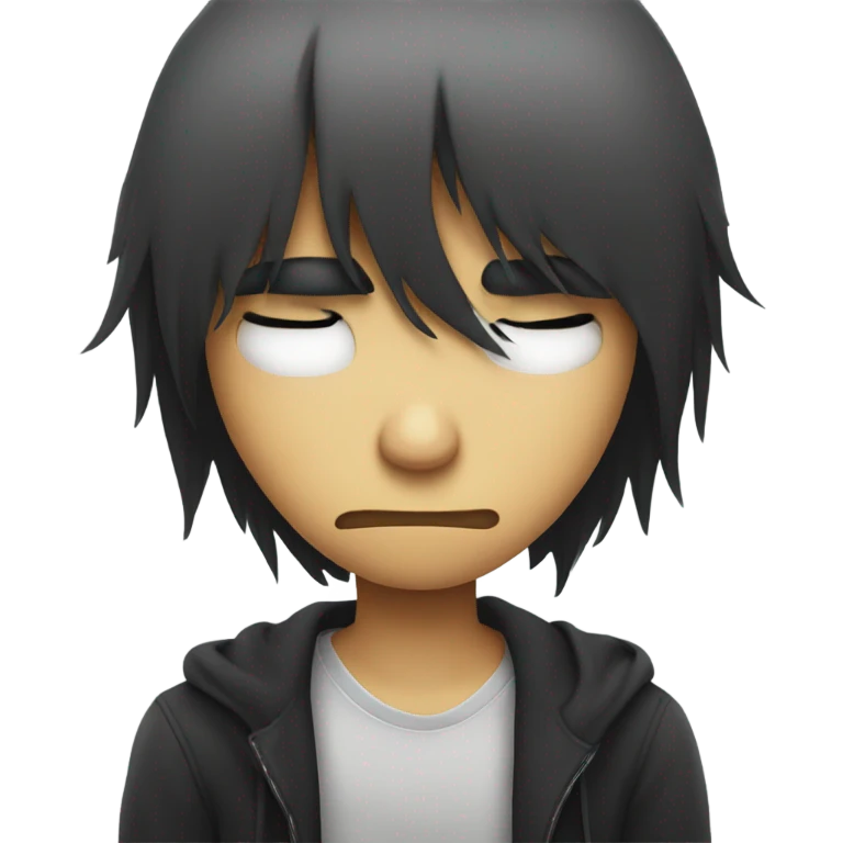 A sad emo boy with a bang emoji