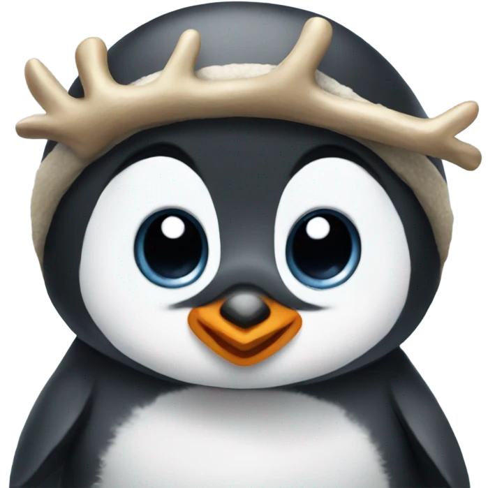 Baby penguin with antler headband emoji