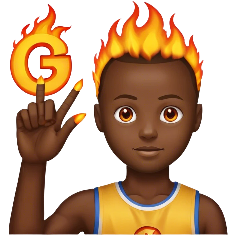 hand numebr 3 sign with fire and person like stephen curry and make like an emoji  with just circle head and with a hand number 3 emoji