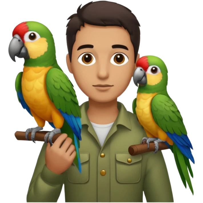 Walker + parrot on shoulder, Pet Walkers, Full body emoji