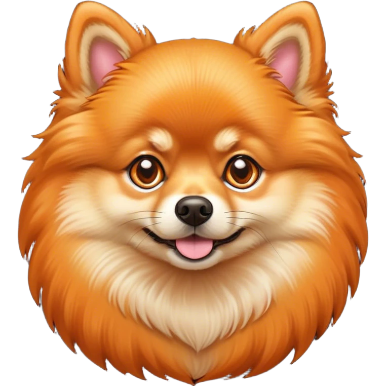 Cinematic Noble Orange Pomeranian Portrait Emoji, Poised and regal, with a compact, fluffy build and a well-groomed, vibrant orange Fur, deep-set soulful brown eyes, Simplified yet sharp and sophisticated features, highly detailed, glowing with a soft, dignified glow, high shine, intelligent and spirited, stylized with an air of elegance, focused and attentive, soft glowing outline, capturing the essence of a watchful and confident companion, so majestic it feels as though it could prance out of the screen with effortless authority! emoji