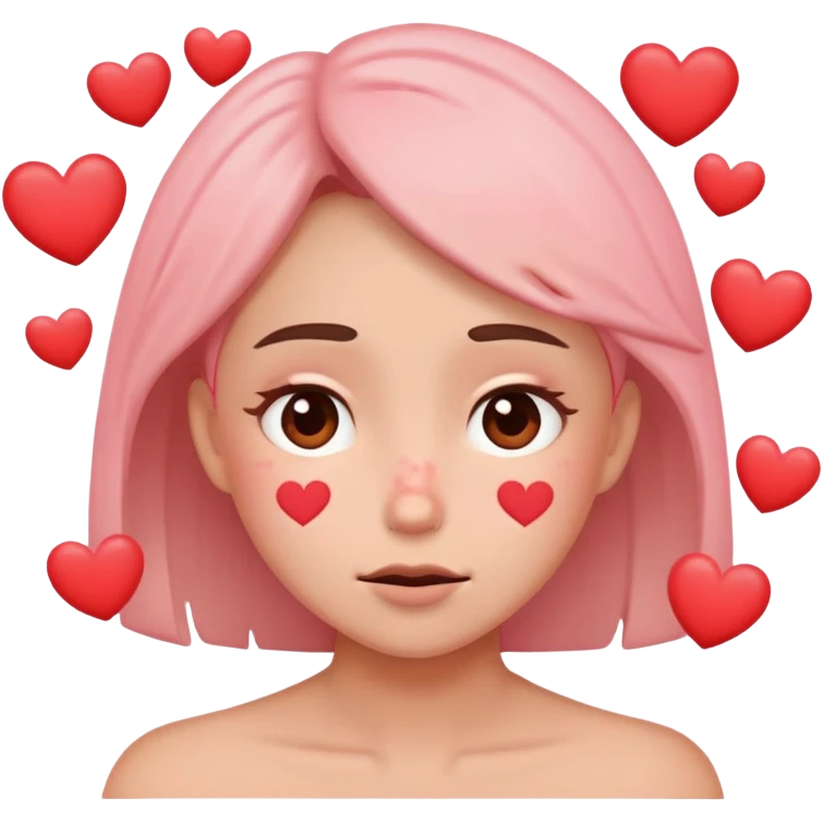 Embarrassed with hearts around  emoji
