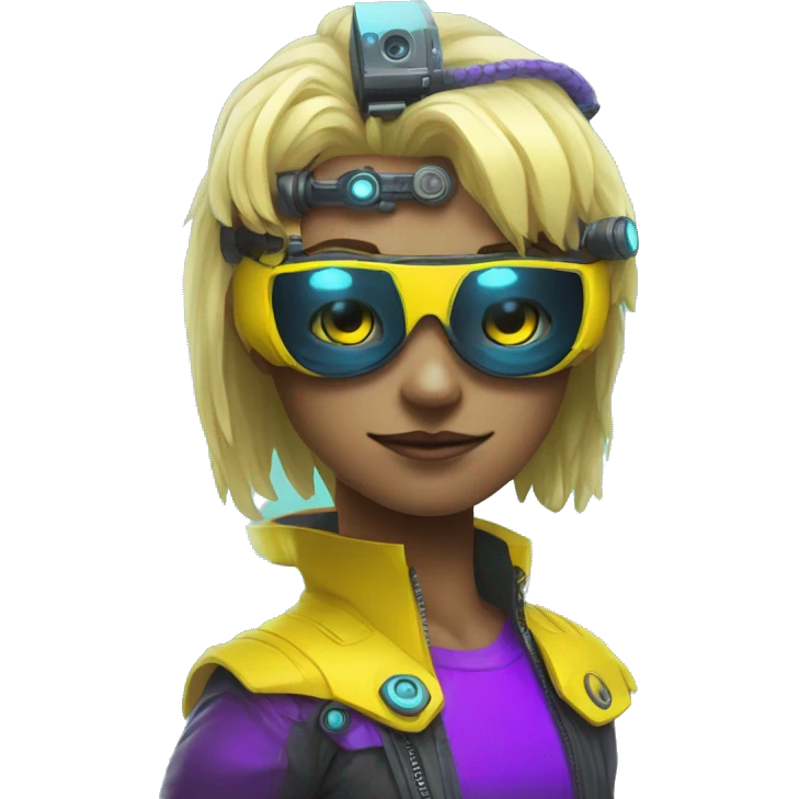 agent, laser eyes, yellow face, cyberpunk, code, cyan and purple colors, only upper body portrait emoji