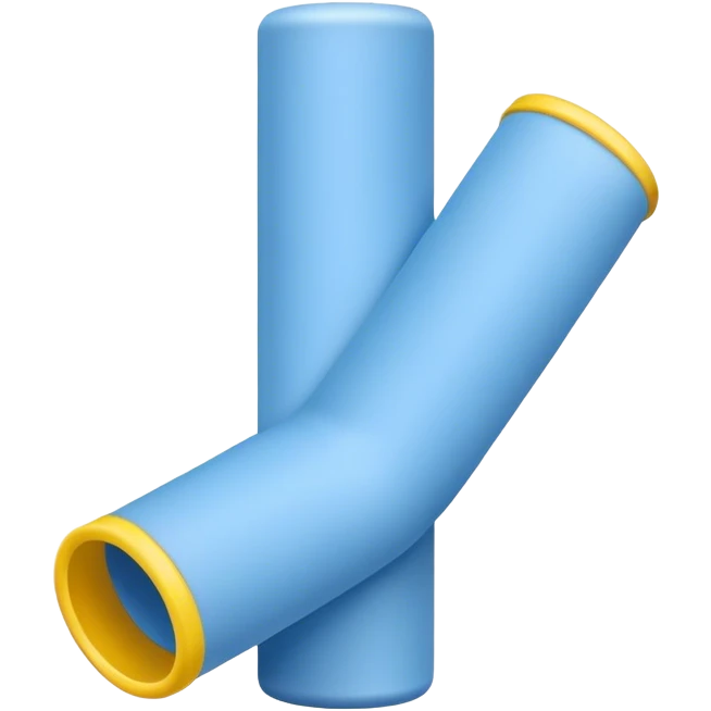  blue foam tube with yellow ends on both end, not hollow, front view emoji