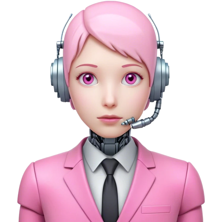 robotic human-looking 3d office worker in intensive pink color suit emoji