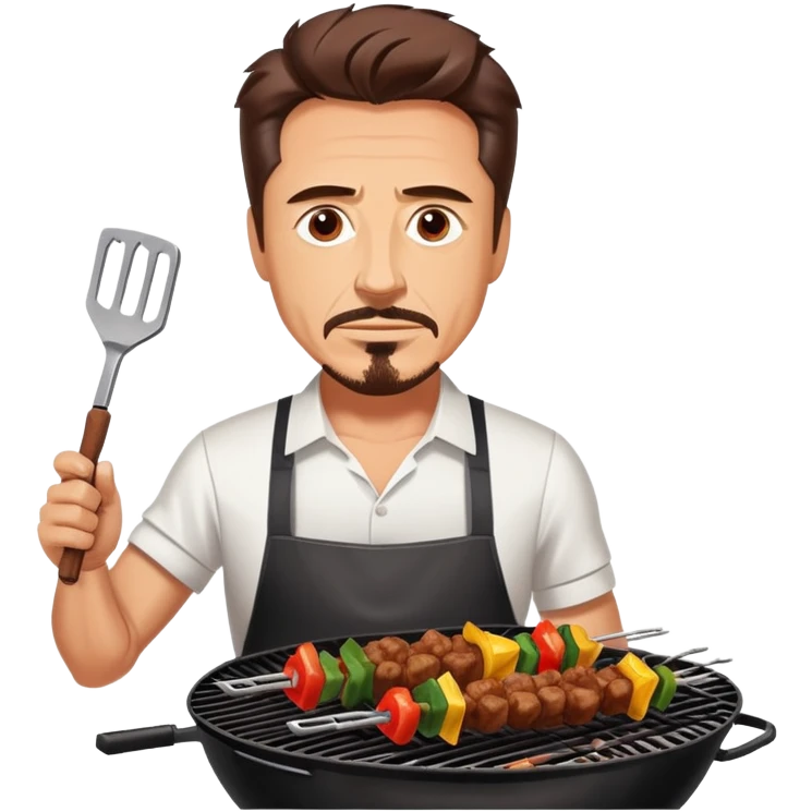 Tony Stark is grilling shashlik on the barbecue. emoji